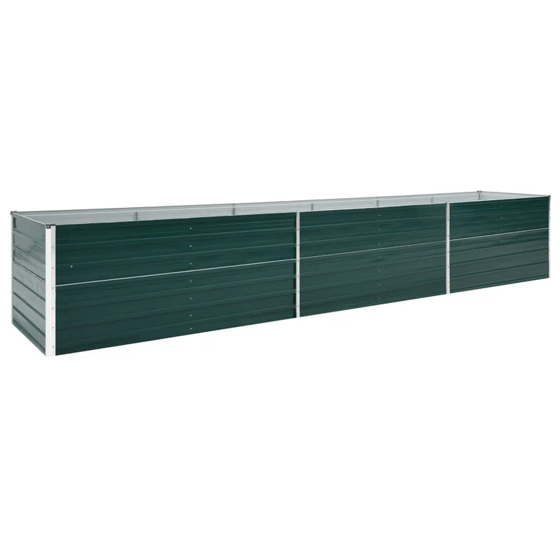 Jardinière lit surélevé plantes fleurs jardin acier galvanisé 480 x 80 x 77 cm vert 02_0001129