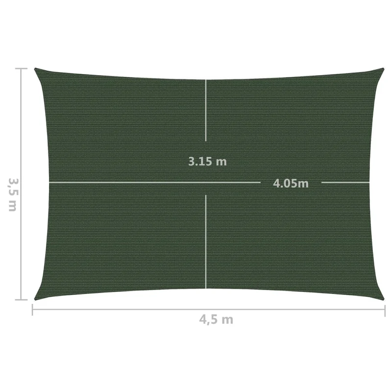 Voile toile d'ombrage parasol160 g/m² PEHD 3,5 x 4,5 m vert foncé 02_0009416