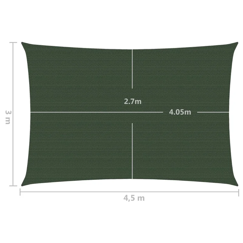 Voile toile d'ombrage parasol 160 g/m² vert foncé 3 x 4,5 m PEHD 02_0009426