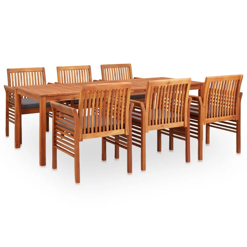 Mobilier à dîner d'extérieur 7 pièces et coussins acacia solide 02_0014678