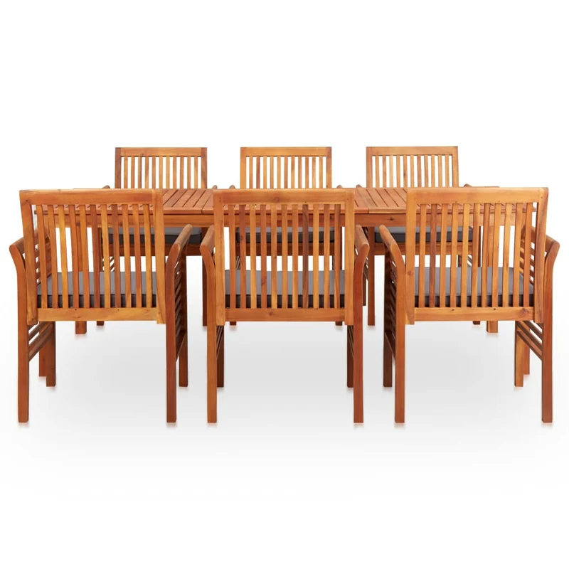 Mobilier à dîner d'extérieur 7 pièces et coussins acacia solide 02_0014678