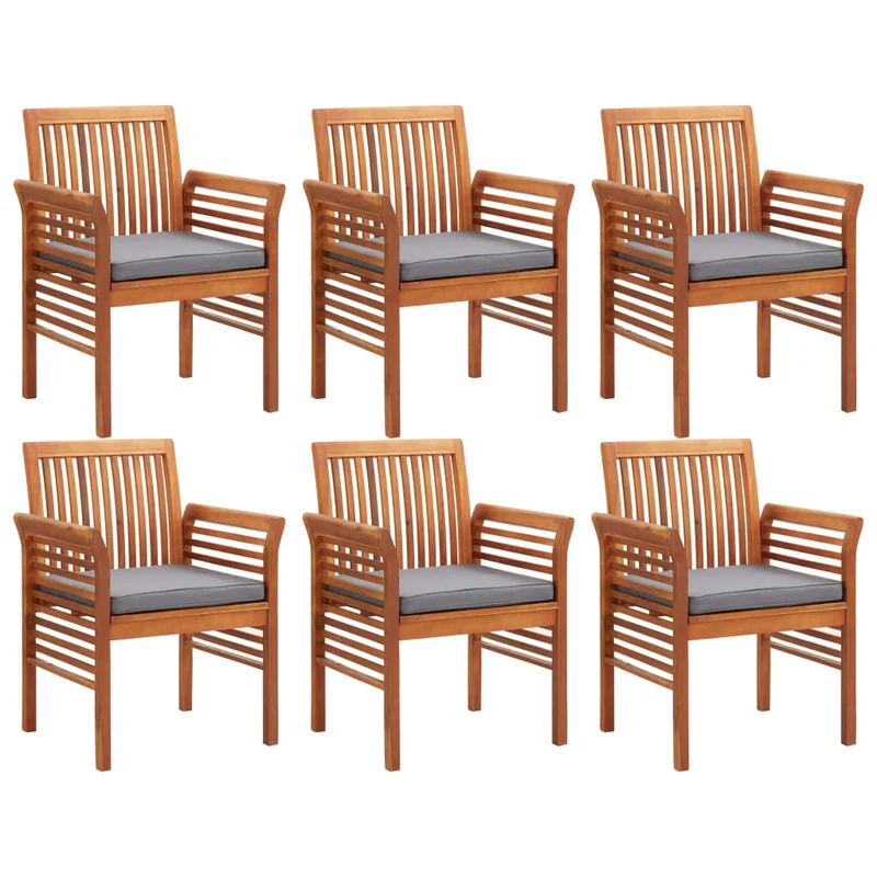 Mobilier à dîner d'extérieur 7 pièces et coussins acacia solide 02_0014678