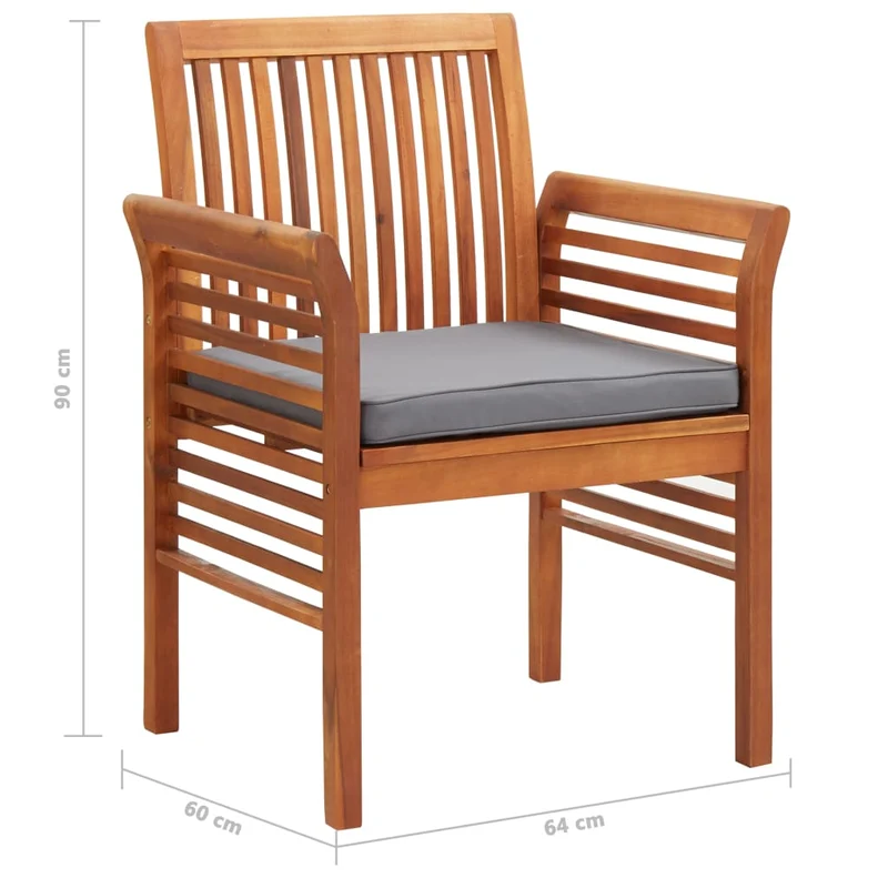 Mobilier à dîner d'extérieur 7 pièces et coussins acacia solide 02_0014678