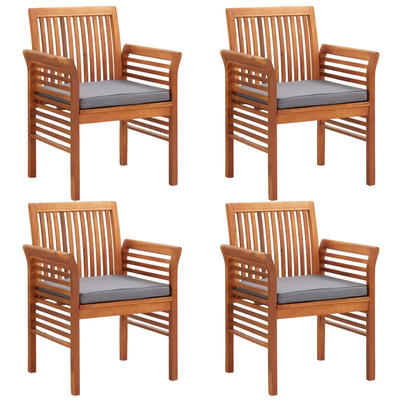 Mobilier à dîner d'extérieur 5 pièces et coussins acacia solide 02_0014658