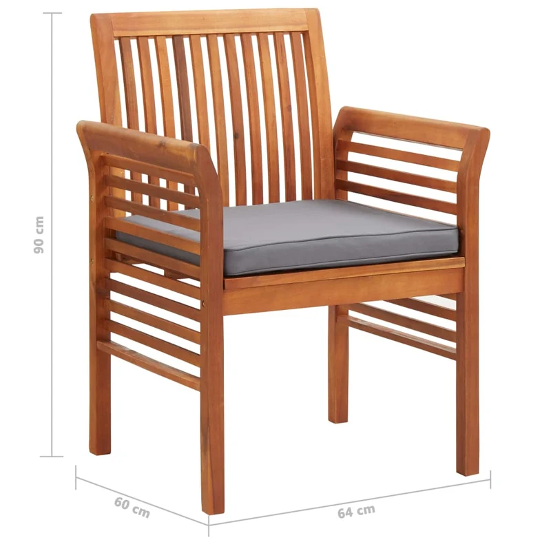 Mobilier à dîner d'extérieur 5 pièces et coussins acacia solide 02_0014658
