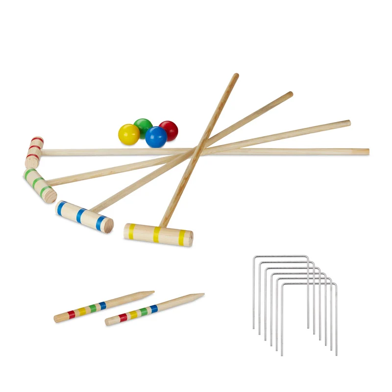 Jeu de croquet extérieur pour 4 joueurs facile à installer 17 pièces en plastique vert 13_0004585