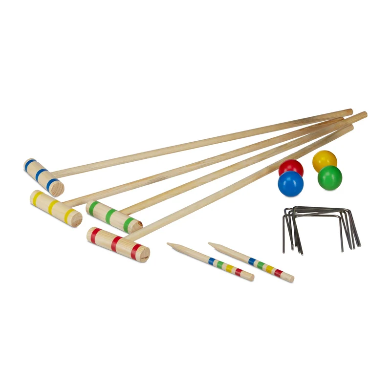 Jeu de croquet extérieur pour 4 joueurs facile à installer 17 pièces en plastique vert 13_0004585