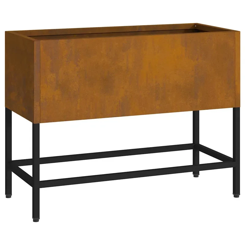 Bac de jardin surélevé moderne 60 x 26 x 45 cm durable extérieur ambiance tendance en acier rouillé 02_0052101