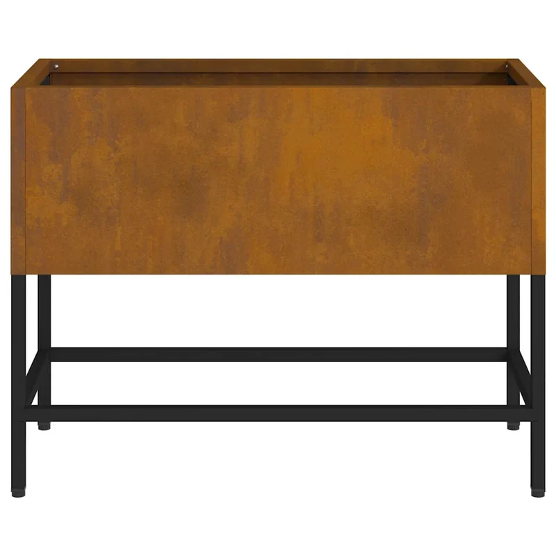 Bac de jardin surélevé moderne 60 x 26 x 45 cm durable extérieur ambiance tendance en acier rouillé 02_0052101