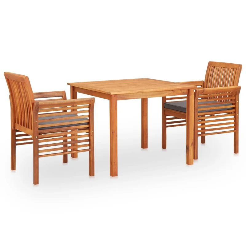 Mobilier à dîner d'extérieur 3 pièces et coussins acacia solide 02_0014648