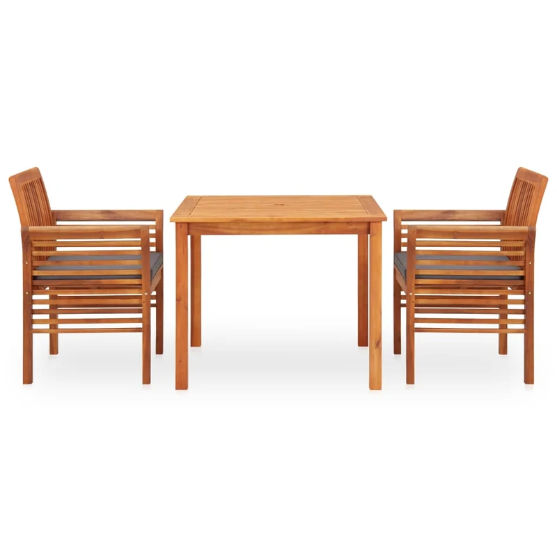 Mobilier à dîner d'extérieur 3 pièces et coussins acacia solide 02_0014648