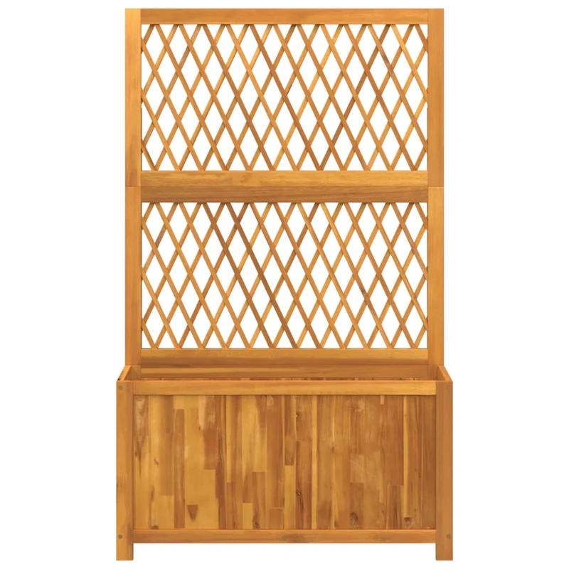 Jardinière bac lit surélevé plantes fleurs terrasse jardin avec treillis 100 x 32 x 165 cm bois massif d'acacia marron 02_0038220
