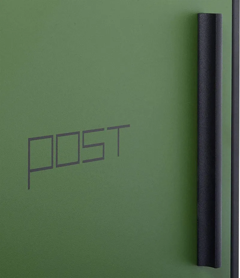 Boîte aux lettres murale moderne en acier bicolore design 35 cm noir vert 13_0000471_2