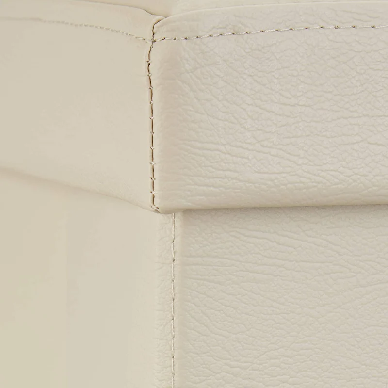 Tabouret pouf banquette pliant meuble de rangement stable synthétique 38 cm beige 13_0002806_4