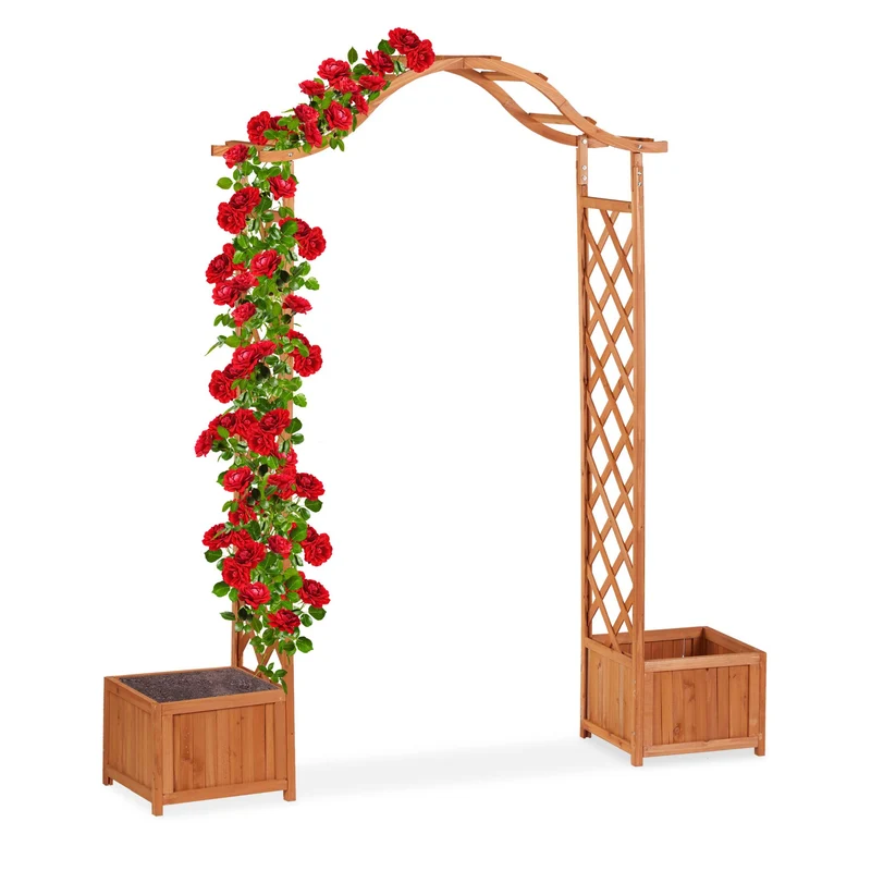 Pergola de jardin avec treillis pour plantes grimpantes décorative 200 x 100 x 210 cm en bois marron 13_0004952