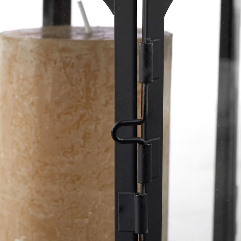 Lot de 3 lanternes décoratives orientales pour intérieur extérieur 43 x 23,5 cm ambiance cosy en fer noir 13_0004849