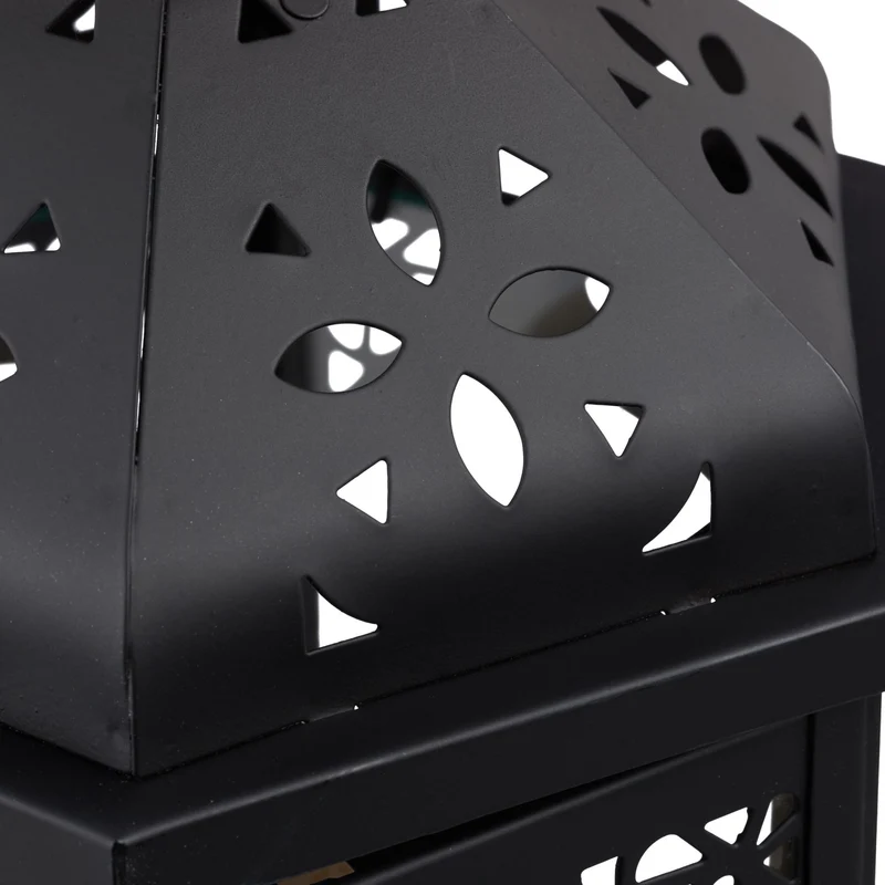 Lot de 3 lanternes décoratives orientales pour intérieur extérieur 43 x 23,5 cm ambiance cosy en fer noir 13_0004849