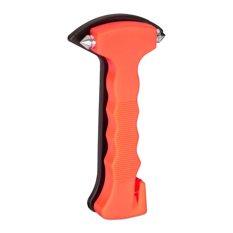 Marteau d'urgence pour voiture 19 x 9 x 3,5 cm outil de sécurité avec brise-vitre en plastique orange 13_0004185