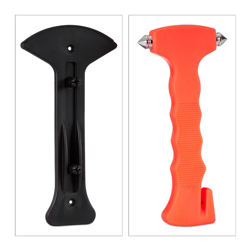 Marteau d'urgence pour voiture 19 x 9 x 3,5 cm outil de sécurité avec brise-vitre en plastique orange 13_0004185