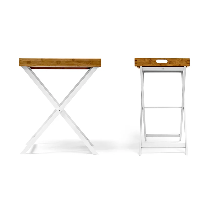 Table d'appoint pliable pratique pour balcon terrasse 60 x 40 x 70 cm en bambou naturel 13_0003230
