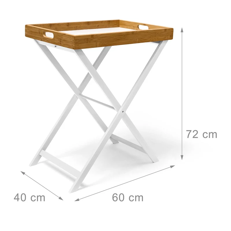 Table d'appoint pliable pratique pour balcon terrasse 60 x 40 x 70 cm en bambou naturel 13_0003230