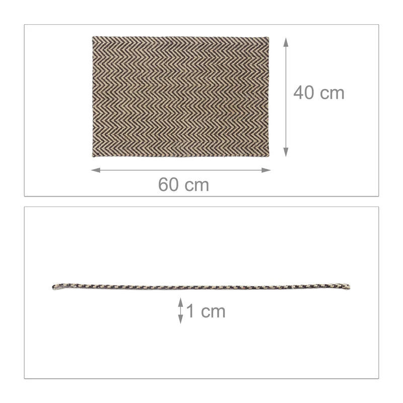 Paillasson décoratif fait main pour entrée 80 x 60 cm absorbant l'humidité style rustique en jute naturel 13_0003789