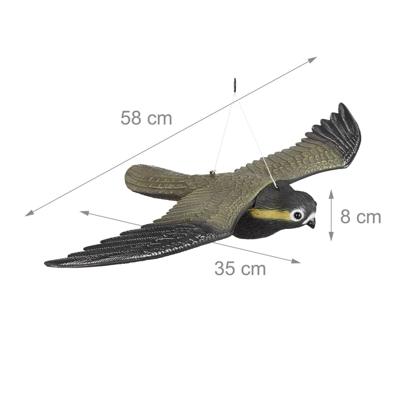 Faucon volant répulsif pour oiseaux jardin balcon 58 x 35 x 8 cm en polyéthylène marron 13_0003832