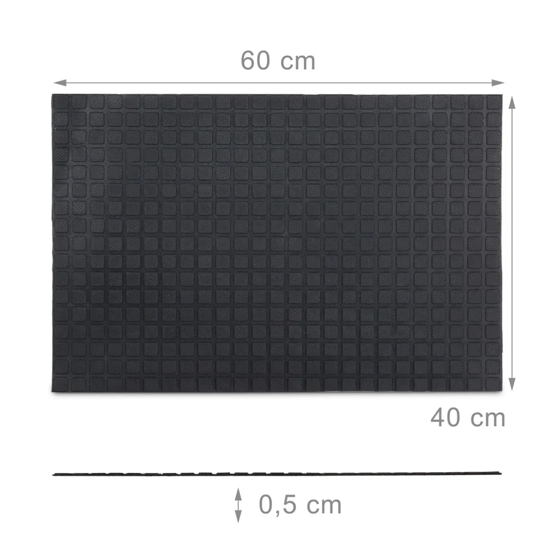 Paillasson rectangulaire antidérapant intérieur extérieur 60 x 40 cm en caoutchouc noir 13_0003303
