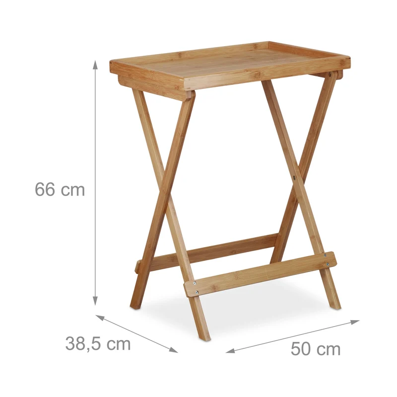 Table d'appoint pliable jardin balcon 60 x 40 x 70 cm usage pratique design contemporain en bambou naturel 13_0003331