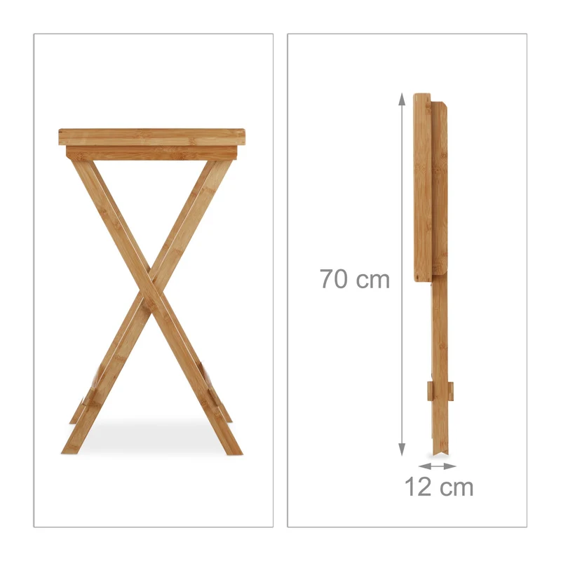 Table d'appoint pliable jardin balcon 60 x 40 x 70 cm usage pratique design contemporain en bambou naturel 13_0003331