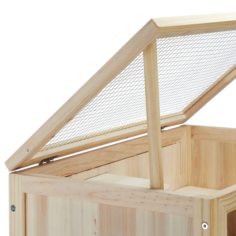 Cage de hamster XXL pour rongeurs avec rampes et plateformes 100 x 60 x 60 cm en bois naturel 13_0003948