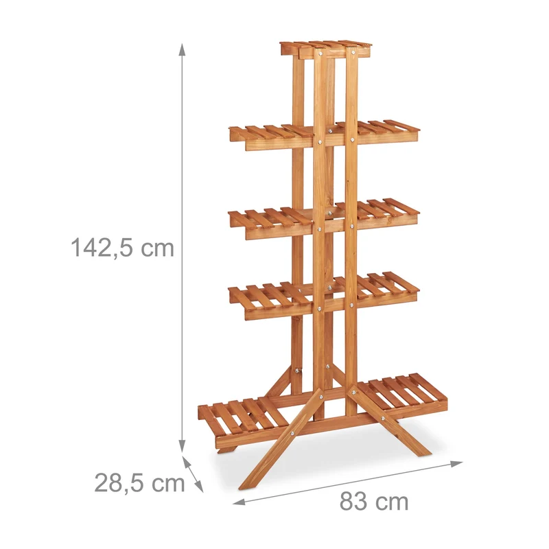 Etagère à fleurs escalier 142,5 x 83 x 28,5 cm 5 niveaux charme naturel style rustique en bois marron 13_0005241