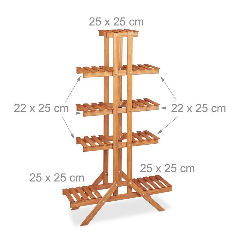 Etagère à fleurs escalier 142,5 x 83 x 28,5 cm 5 niveaux charme naturel style rustique en bois marron 13_0005241