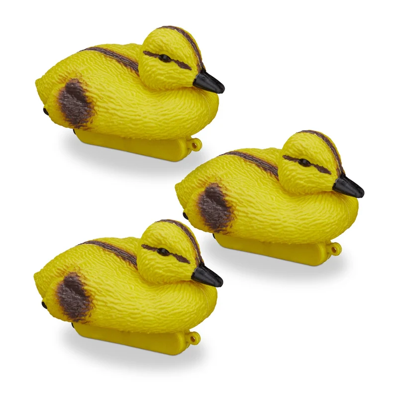 Lot de 3 canards en plastique décoratifs pour mare jardin 7 x 6,5 x 12,5 cm en PE jaune 13_0004772