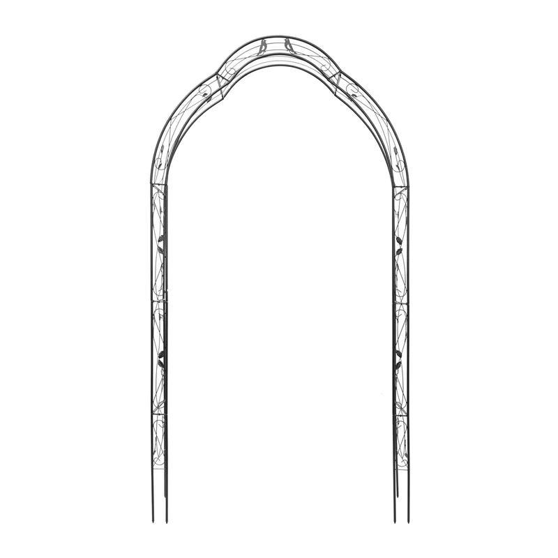 Arche à rosiers support plante grimpante 220 x 120 x 30 cm décorative et résistante au intempéries en fer époxy noir 13_0003266