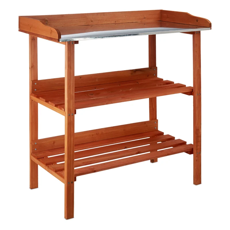 Table de culture pour semis et rempotage 90 x 60 x 80 cm en bois de sapin marron 13_0003458