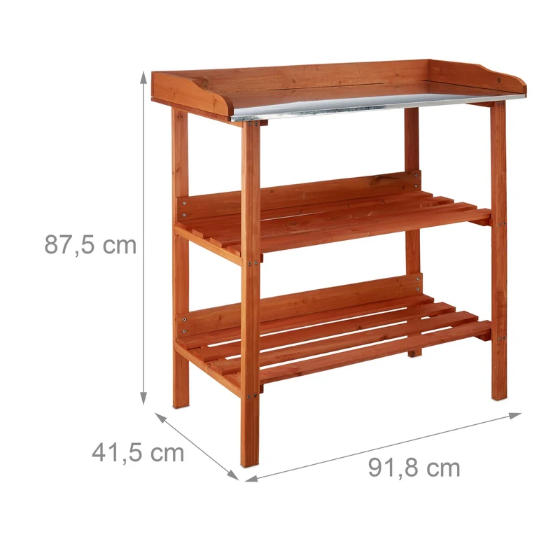 Table de culture pour semis et rempotage 90 x 60 x 80 cm en bois de sapin marron 13_0003458