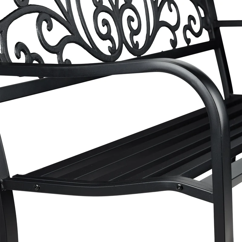 Banc de jardin vintage confortable 120 x 60 x 80 cm avec coussin moelleux en métal gris 13_0004981