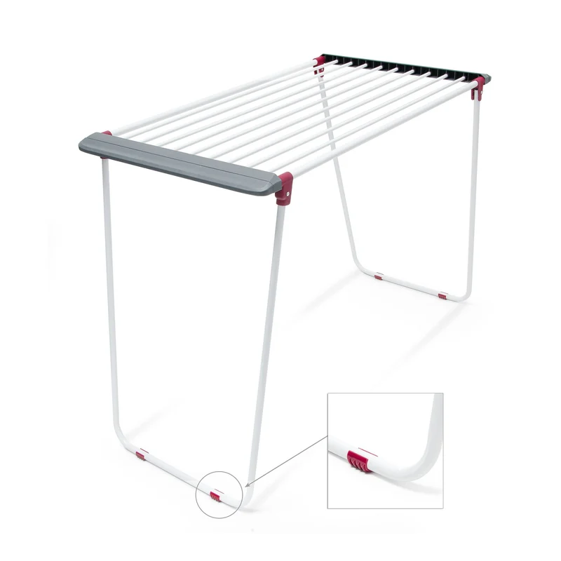 Séchoir à linge sur pied extensible intérieur extérieur 100 x 42 x 42 cm charge 25 kg en fer blanc 13_0003176