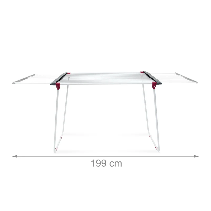 Séchoir à linge sur pied extensible intérieur extérieur 100 x 42 x 42 cm charge 25 kg en fer blanc 13_0003176