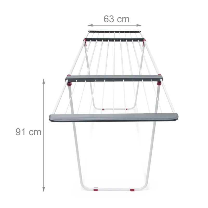 Séchoir à linge sur pied extensible intérieur extérieur 100 x 42 x 42 cm charge 25 kg en fer blanc 13_0003176