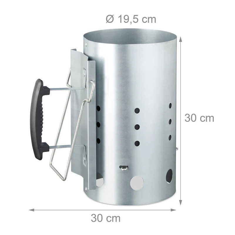 Cheminée d’allumage XL barbecue rapide facile à utiliser 30 x 30 x 50 cm en métal noir 13_0003820