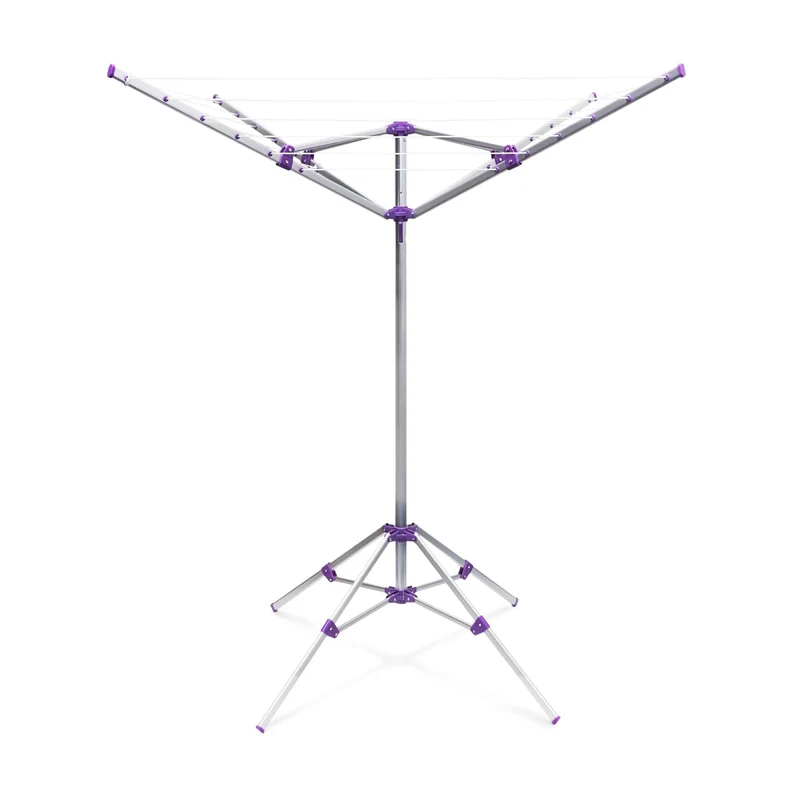Sèche-linge parapluie rotatif pratique extérieur 19 x 19 x 1 m en aluminium gris 13_0003169
