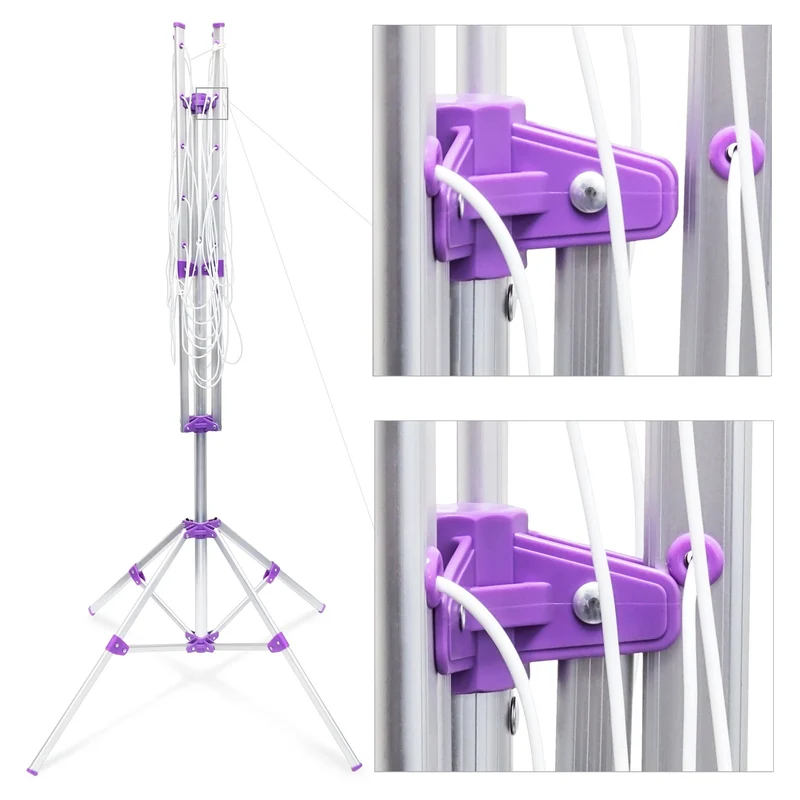 Sèche-linge parapluie rotatif pratique extérieur 19 x 19 x 1 m en aluminium gris 13_0003169