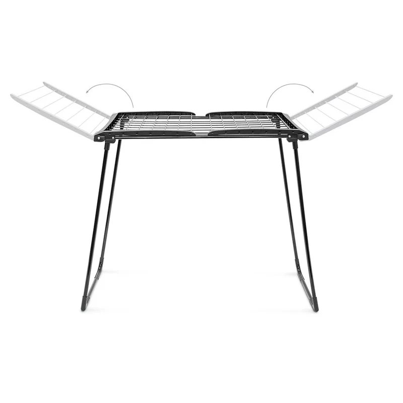 Séchoir à linge sur pied pliable intérieur extérieur 104 x 169 x 54,5 cm pratique et peu encombrant en acier noir 13_0003175