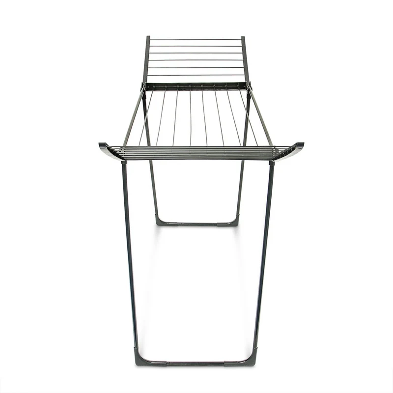 Séchoir à linge sur pied pliable intérieur extérieur 104 x 169 x 54,5 cm pratique et peu encombrant en acier noir 13_0003175