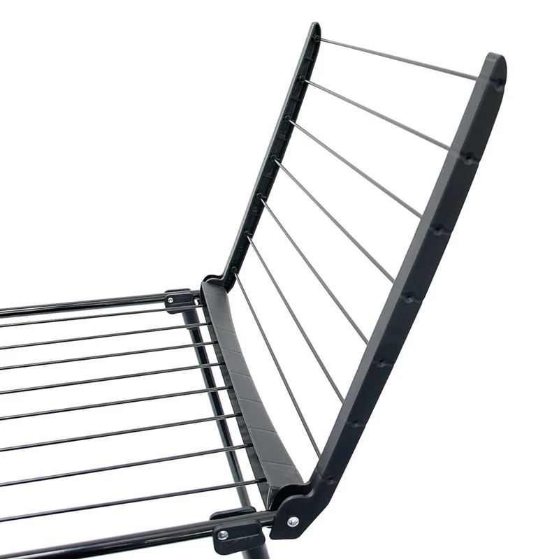 Séchoir à linge sur pied pliable intérieur extérieur 104 x 169 x 54,5 cm pratique et peu encombrant en acier noir 13_0003175