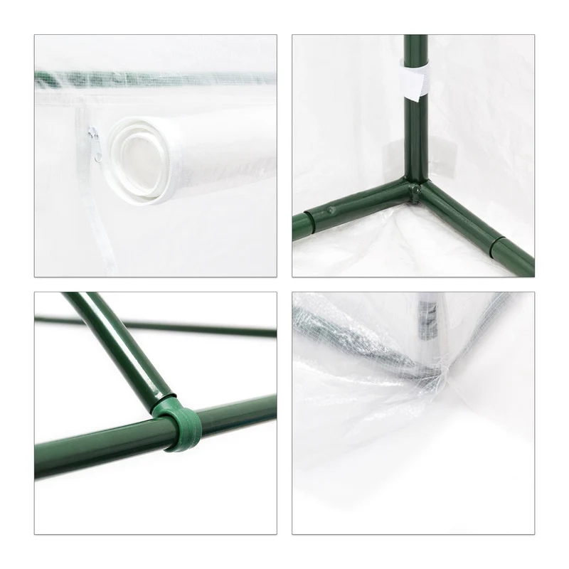 Serre à tomates XL arrondie jardin 200 x 80 cm protection intempéries aération optimale en PVC vert 13_0003269
