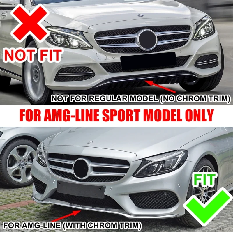 Lame de Pare-Chocs Avant Noir Mercedes Classe C W205 2015-2018