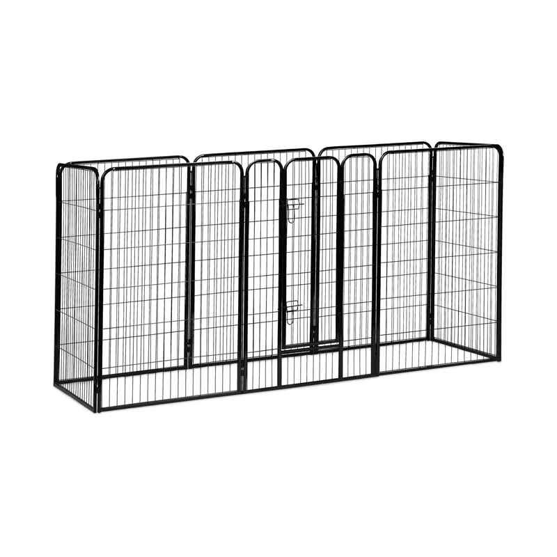 Enclos pour chiots modulable facile à assembler 60,5 x 76,5 x 235 cm en acier noir 13_0005493